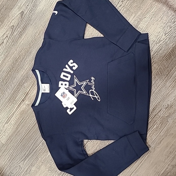 Nike Dallas Cowboy Navy Blue Arched Crew Sweatshirt Size Small - Picture 4 of 9